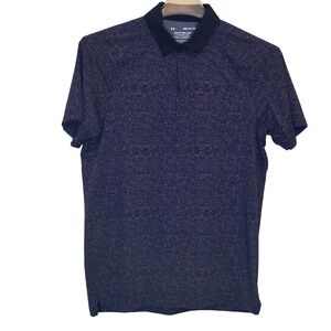 Under Armour Mens Small Iso-Chill Polo Shirt Heathered Navy Blue Golf Training